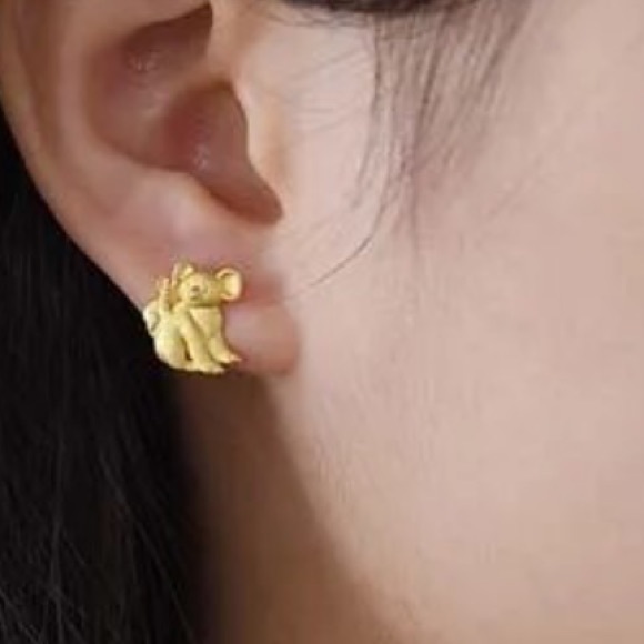 🎁 Artisan Handmade Dainty Gold Koala 925 Silver The Zary  Earrings - Picture 6 of 8